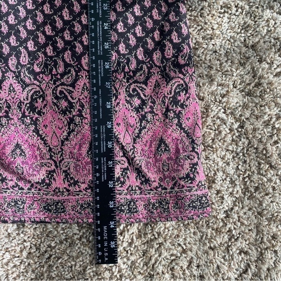 Maeve Anthropologie Pink Black Paisley Shift Dress Sz Small Short Sleeve Midi - Picture 14 of 15